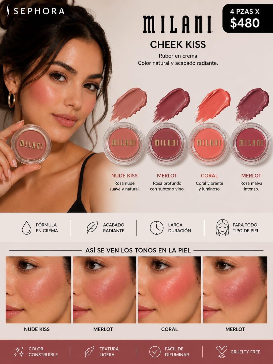 🌸✨ Milani Cheek Kiss - KIT 4 PZ