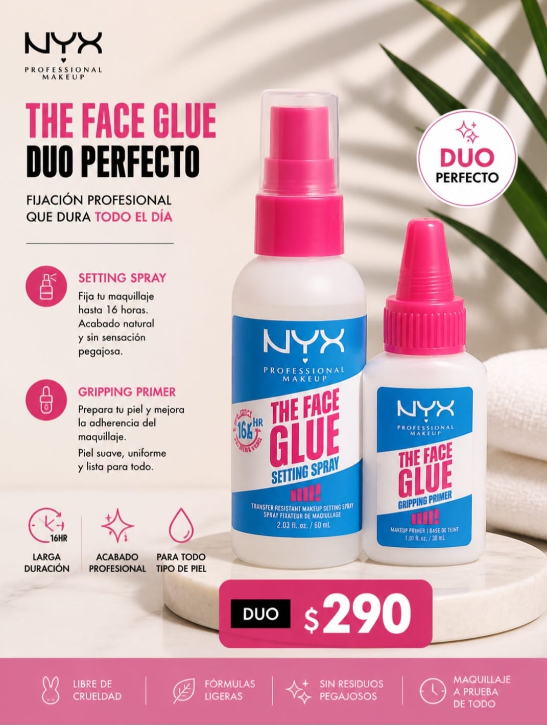 💖✨ Duo NYX The Face Glue – Primer + Setting Spray ✨💖