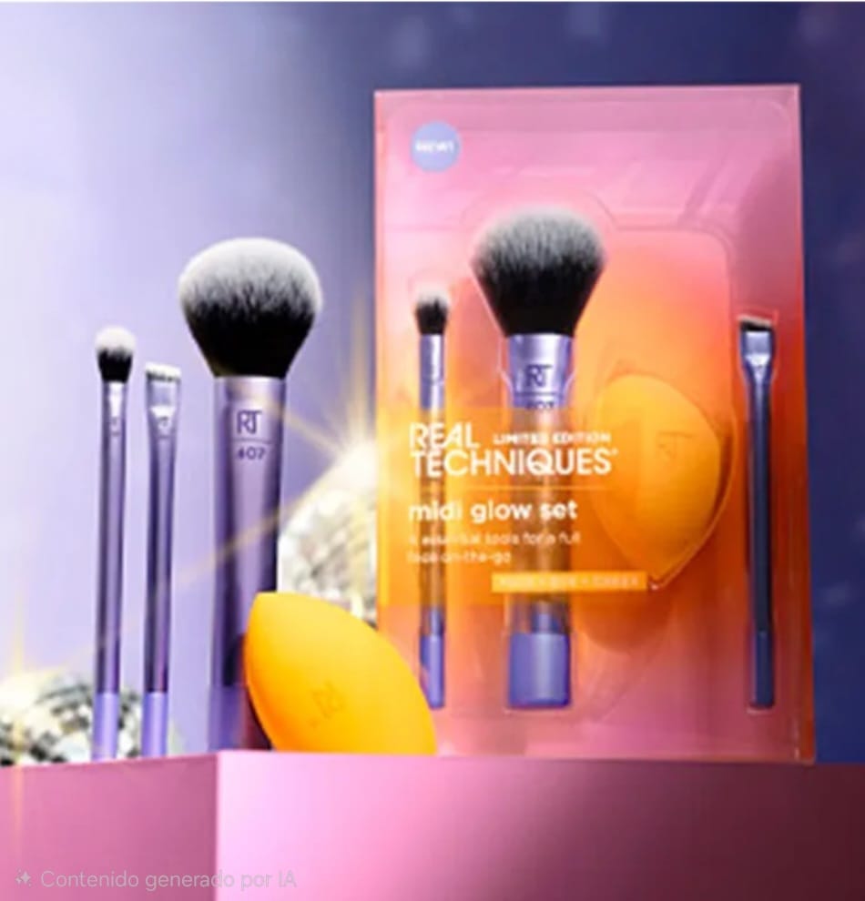 ✨ Set de Brochas Real Techniques – Midi Glow Set (Edición Limitada)