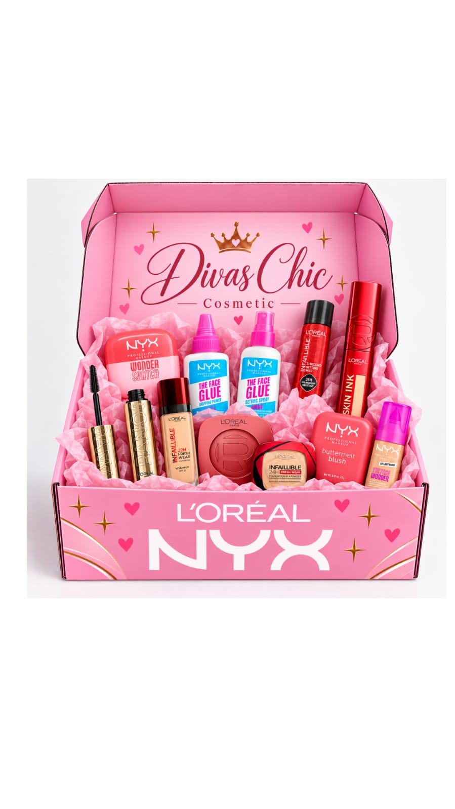 💄 BOX PREMIUM DE MAQUILLAJE ORIGINAL – 10 PIEZAS- LOREAL y NYX