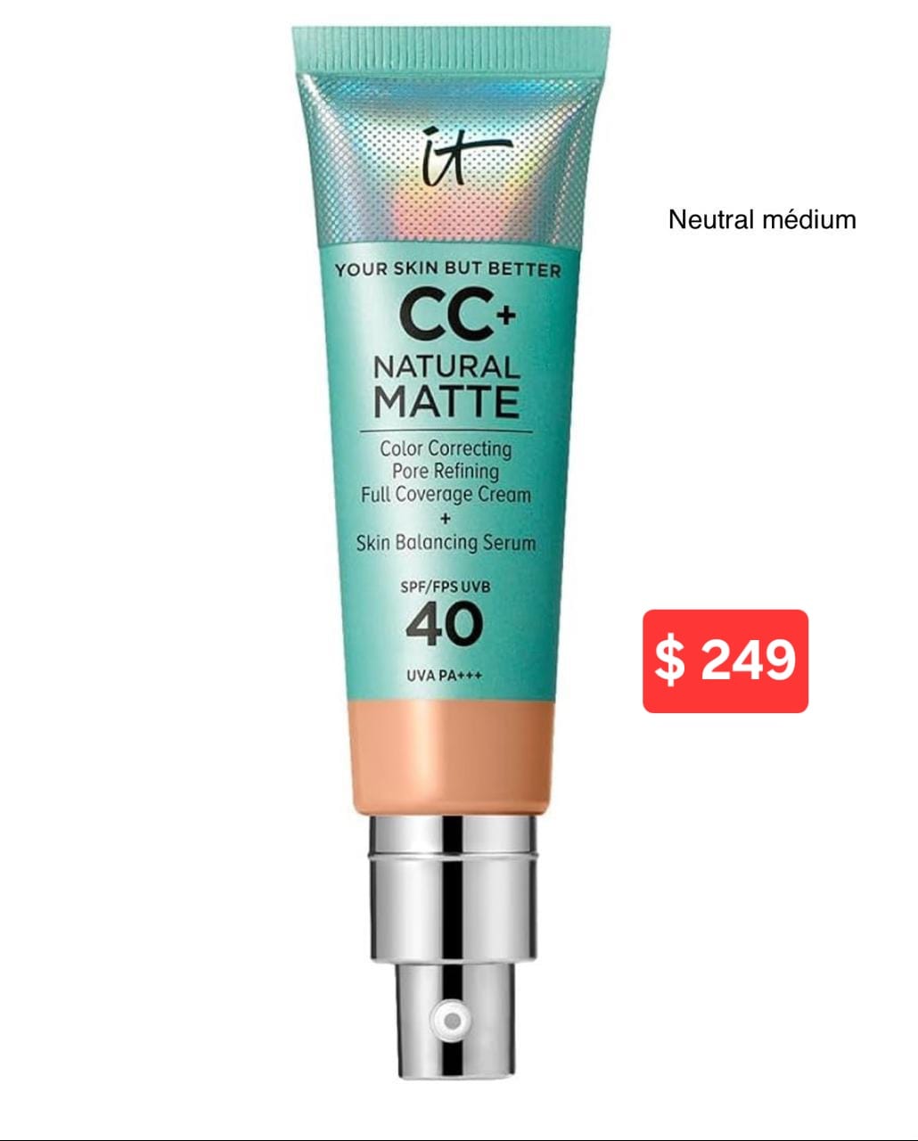 IT Cosmetics CC+ Natural Matte Full Coverage Cream SPF 40