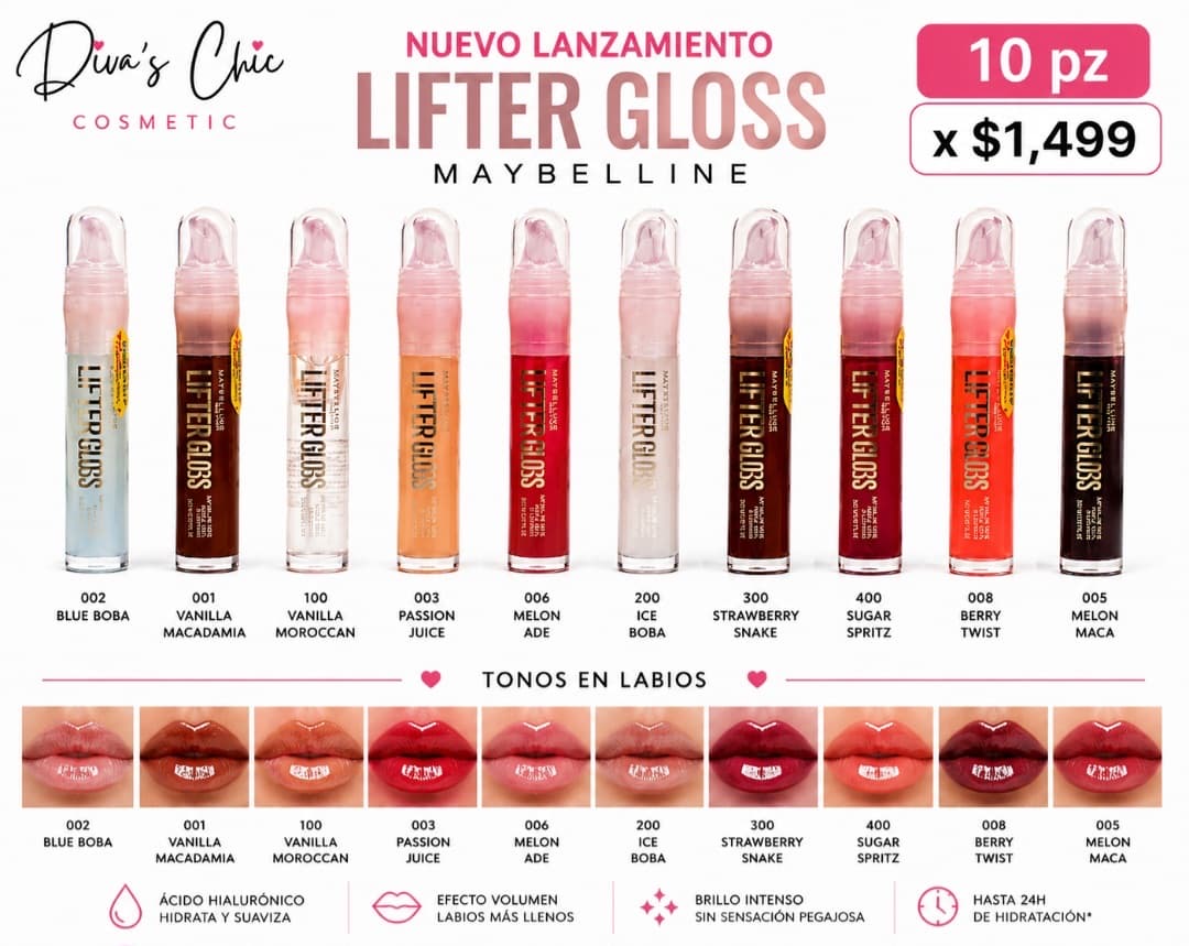 Kit de 10 piezas surtidas  Maybelline Lifter Gloss