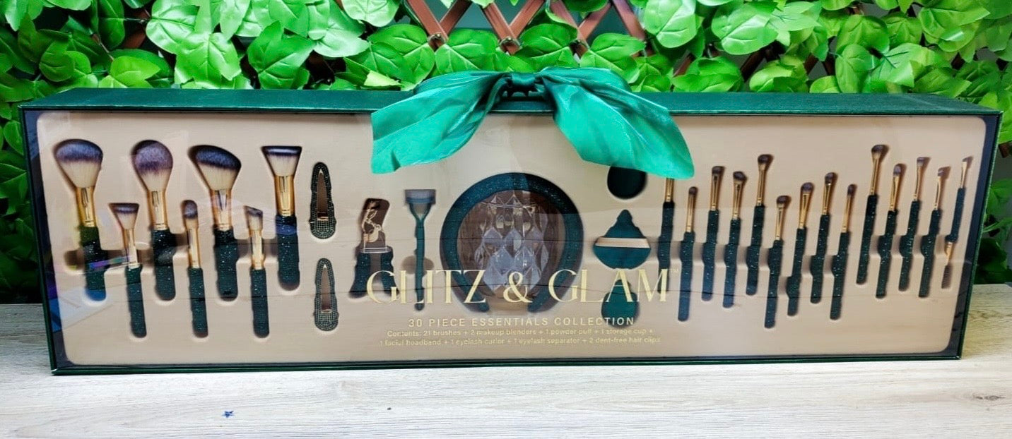 EMERALD GREEN BLING Mega Glitz & Glam | 30pc Essentials Collection Brush Set |