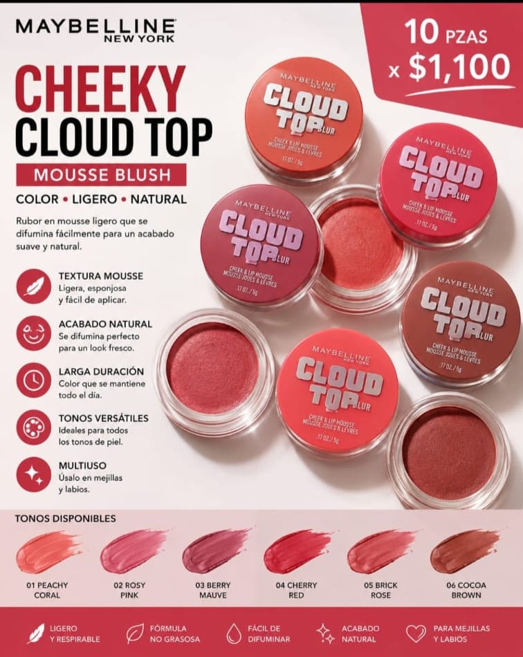 Maybelline Cheeky Cloud Top – Mousse Blush