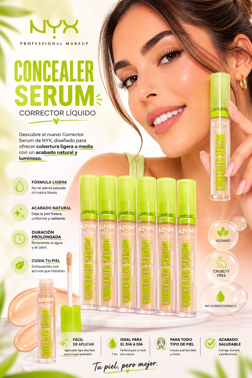 NYX Concealer Serum – Corrector Líquido - KIT 5 PZ SURTIDOS