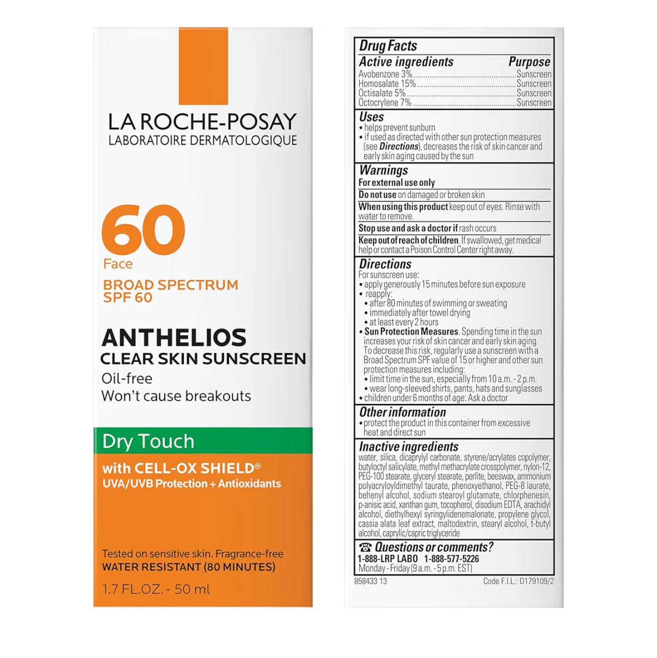 ANTHELIOS CLEAR SKIN OIL FREE SUNSCREEN SPF 60