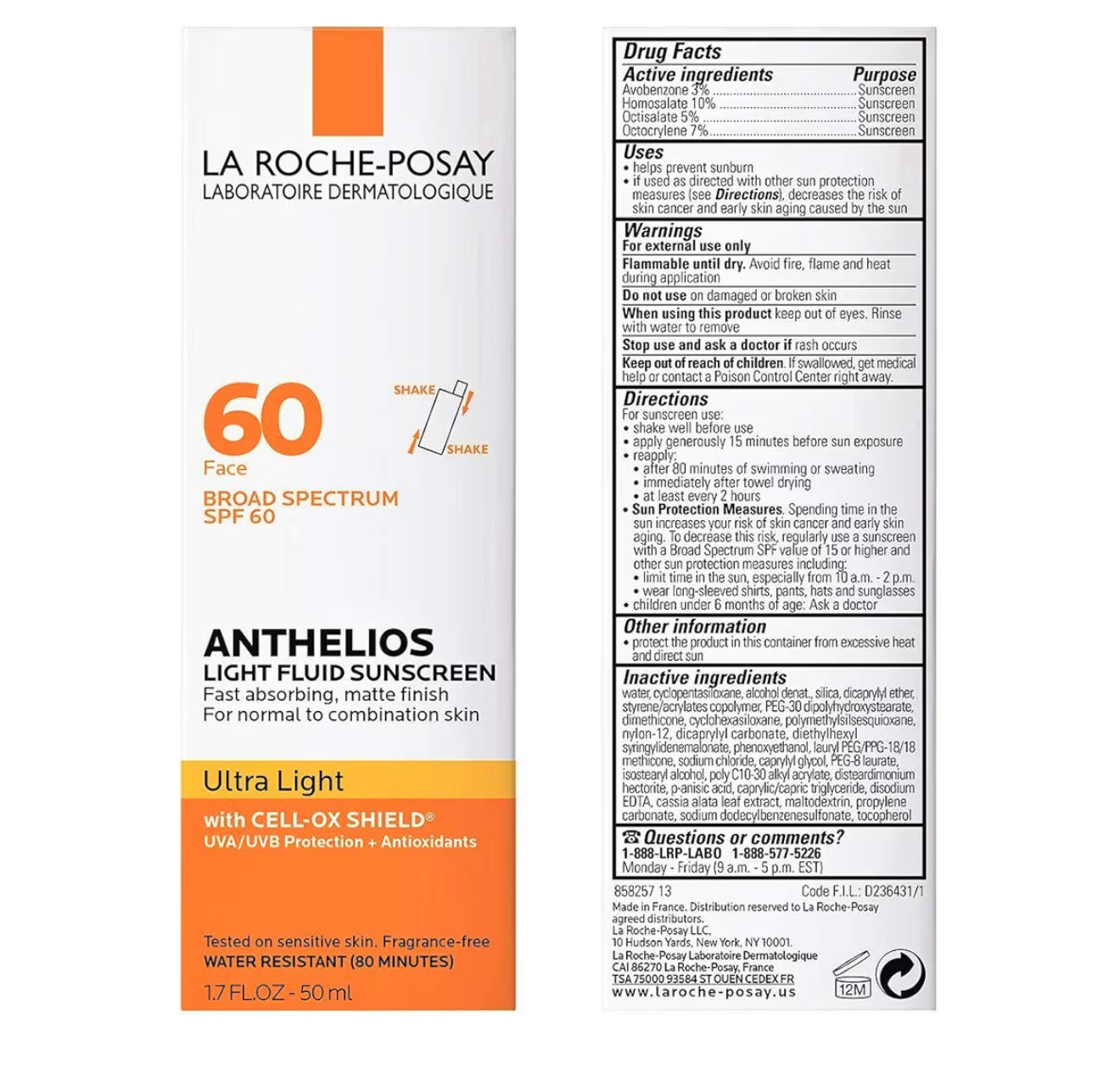ANTHELIOS ULTRA LIGHT FLUID FACIAL SUNSCREEN SPF 60