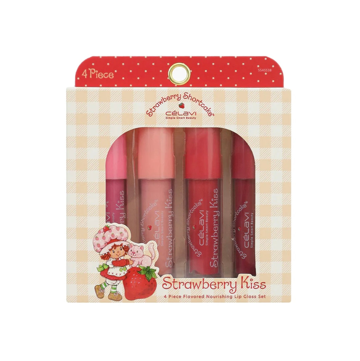 SET BRILLO PARA LABIOS STRAWBERRY SHORTCAKE 4 PZS CELAVI