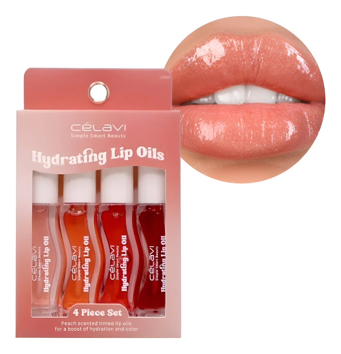 Set 4 Lip Oils Acite Labial Hidratante Aroma Durazno Celavi