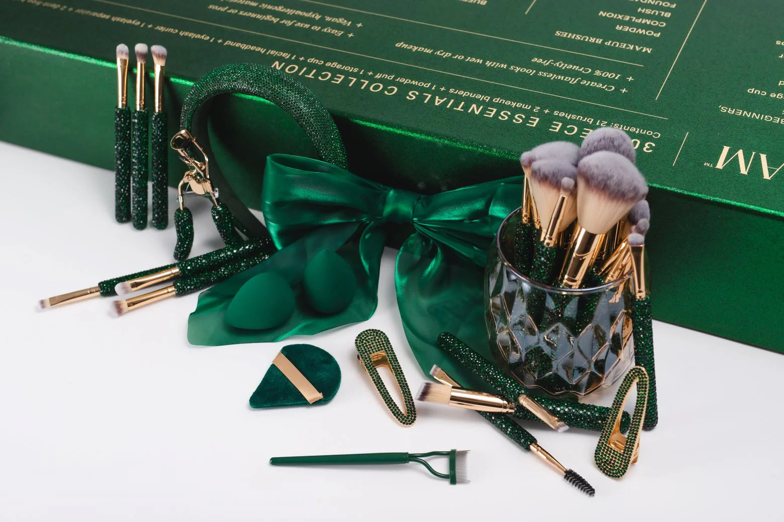EMERALD GREEN BLING Mega Glitz & Glam | 30pc Essentials Collection Brush Set |