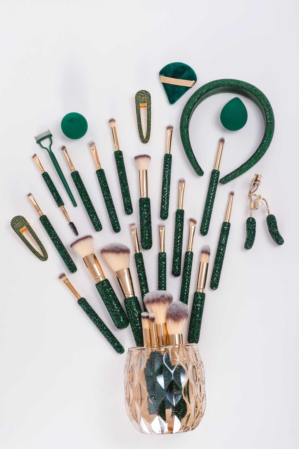 EMERALD GREEN BLING Mega Glitz & Glam | 30pc Essentials Collection Brush Set |