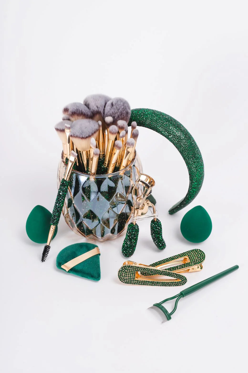EMERALD GREEN BLING Mega Glitz & Glam | 30pc Essentials Collection Brush Set |