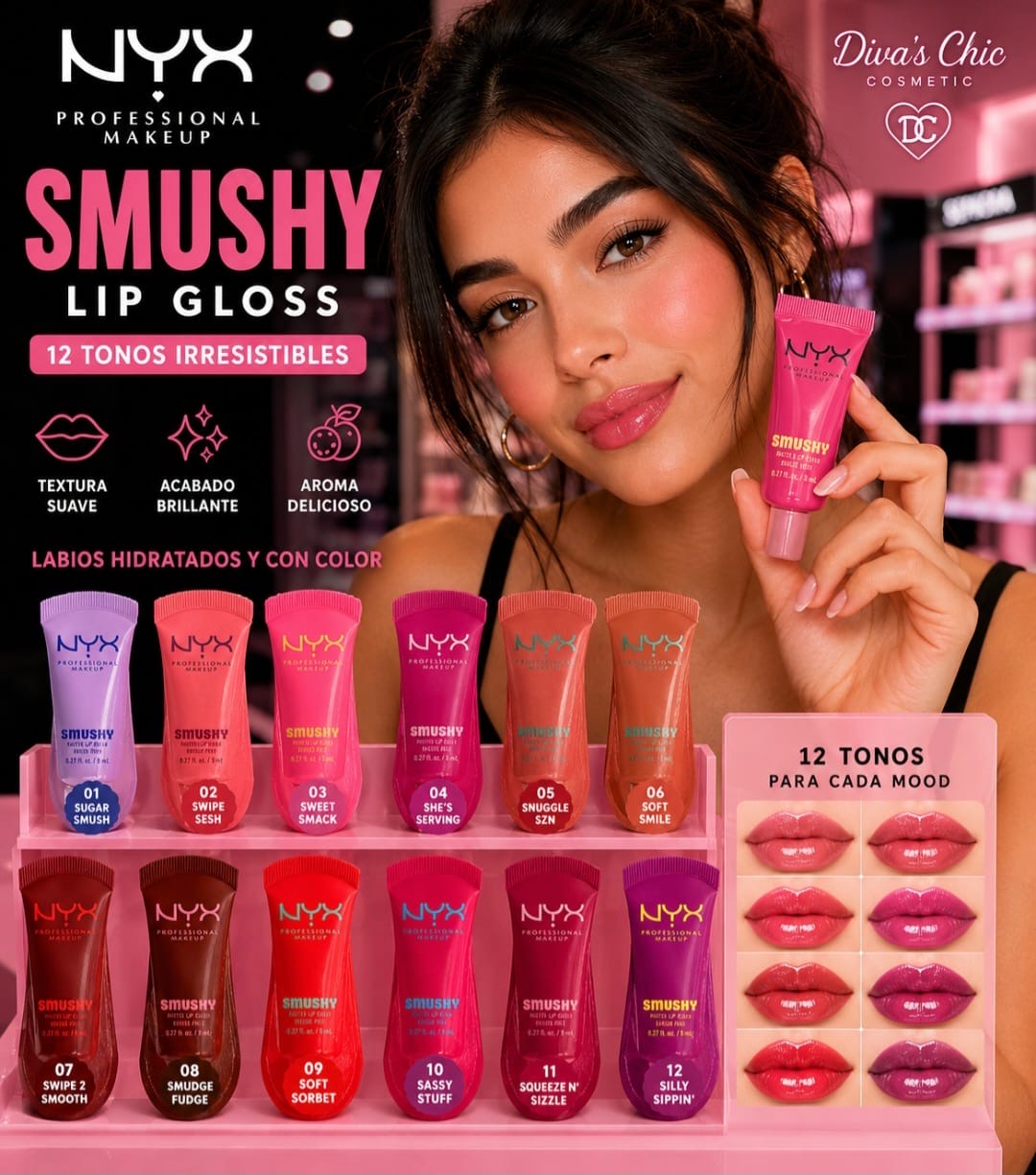 💖 NYX SMUSHY LIP GLOSS 💖 Kit 5 pz surtidas