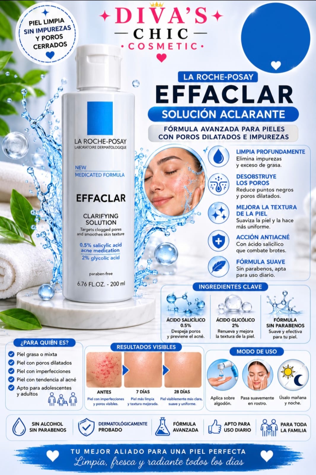 💙 La Roche-Posay Effaclar Solución Aclarante