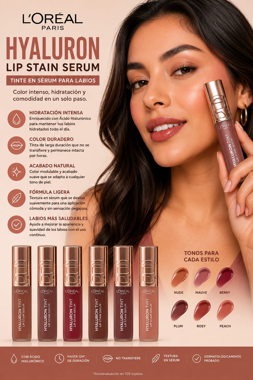 L'Oréal Paris Hyaluron Lip Stain Serum - KIT 5 PZ