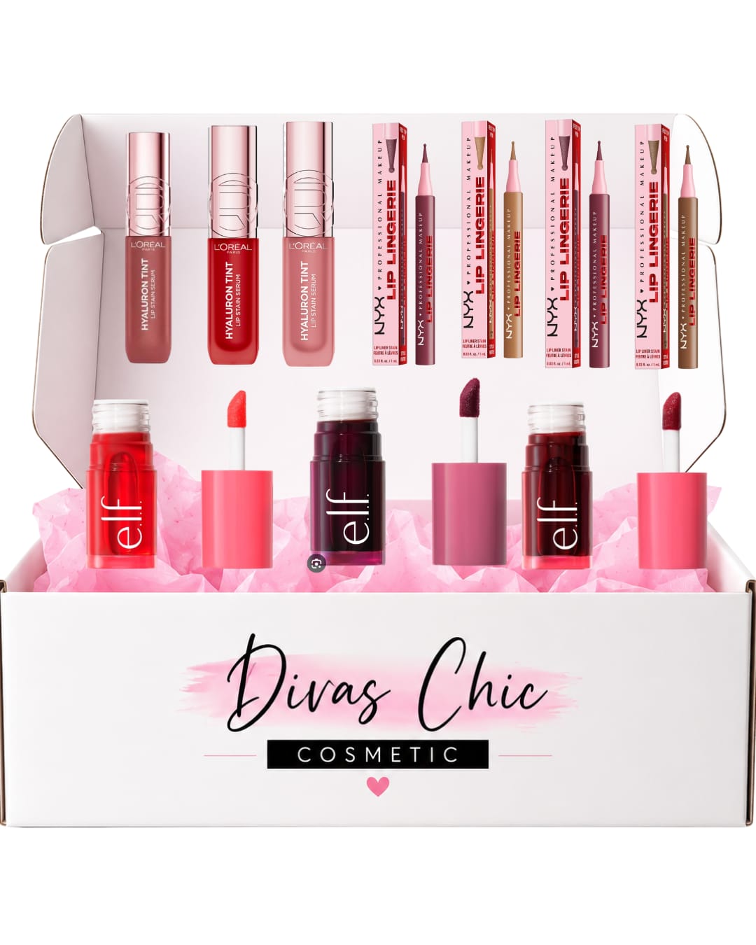 KIT DE TINTAS PARA LABIOS LOREAL,NYX Y ELF - KIT 10 PZ