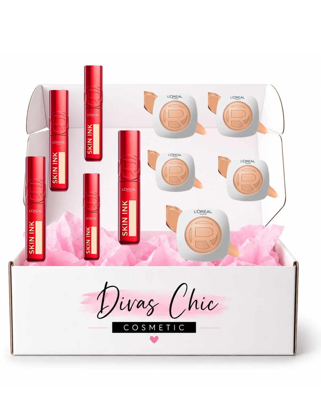 🎁 Kit L'Oréal Paris Skin Ink + Polvo Compacto - KIT 10 PZ