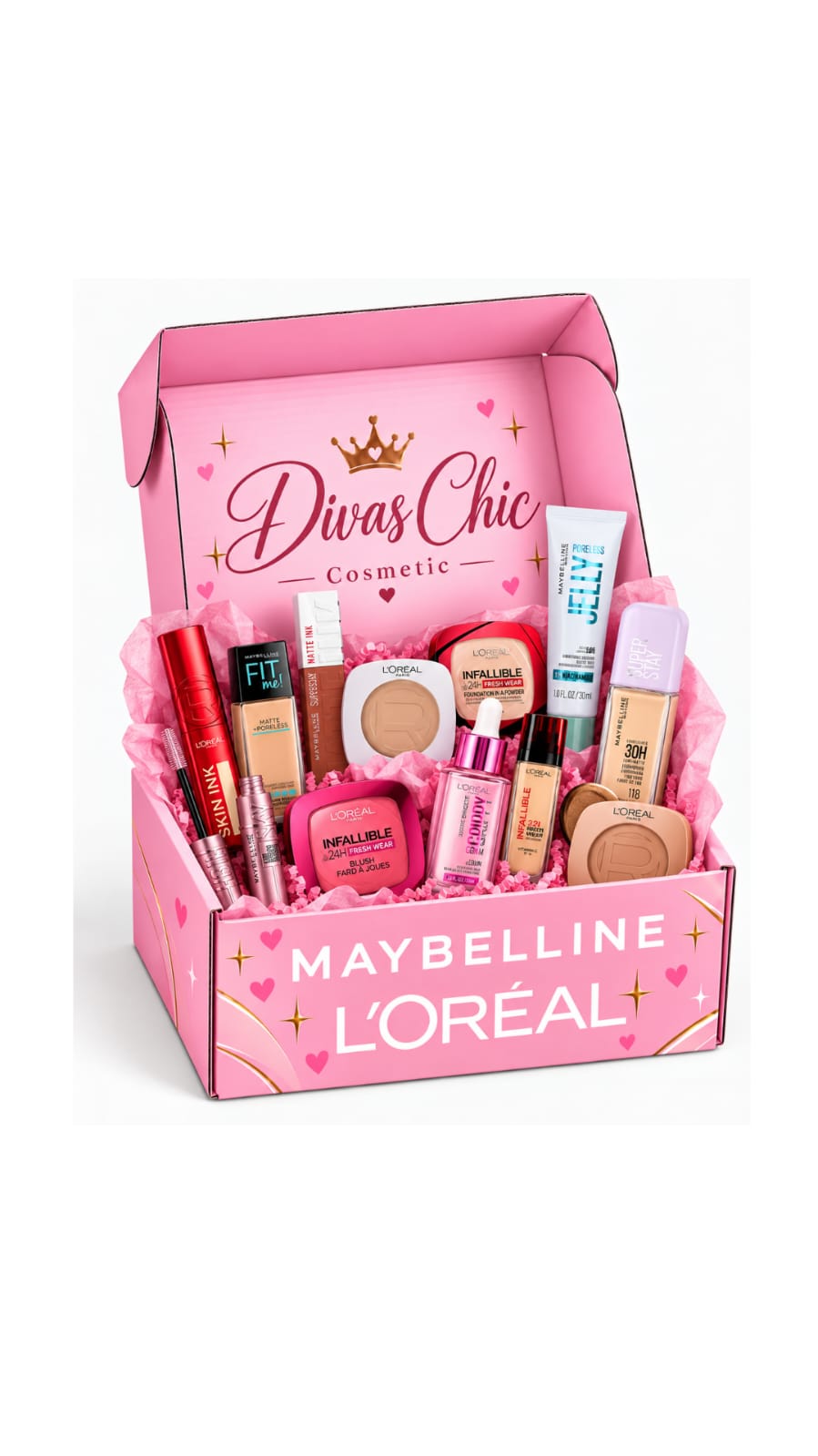 💄 BOX PREMIUM DE MAQUILLAJE ORIGINAL – 10 PIEZAS- MAYBELLINE y LOREAL