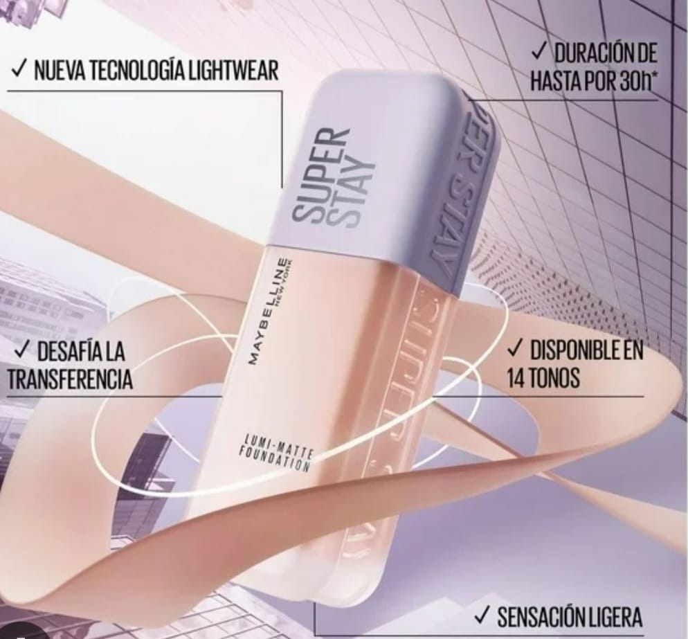 Base líquida Super Stay Lumi-Matte de Maybelline