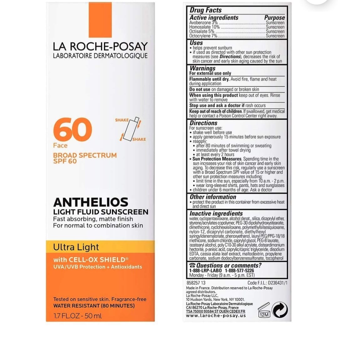 🧡✨ La Roche-Posay Anthelios Light Fluid Sunscreen SPF 60 ✨🧡